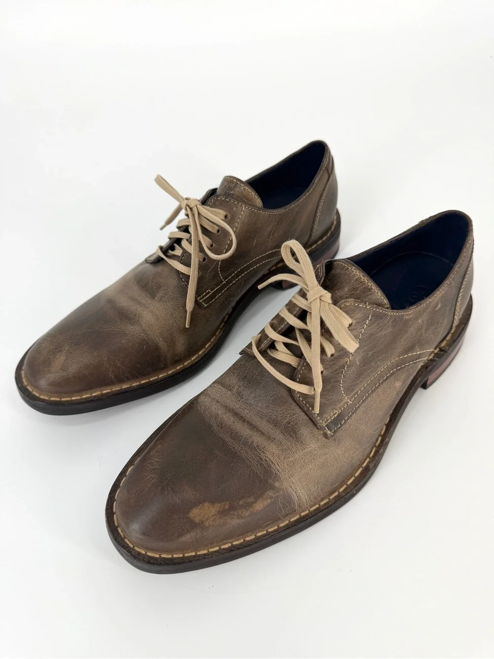 Cole Haan AIR Stratton Distressed Brown Leather Oxford Rugged Lace Up US 8.5M